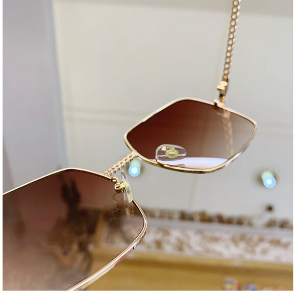 Square Shaped Patchwork Sunglasses In Brown - Picture 5 of 6